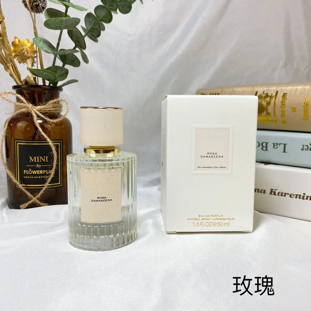 Unisex Elegant Jasmine Floral EDP 50ml – Sambac Orange Flower Ylang Sandalwood, Minimalist Ribbed Bottle Leather Cap