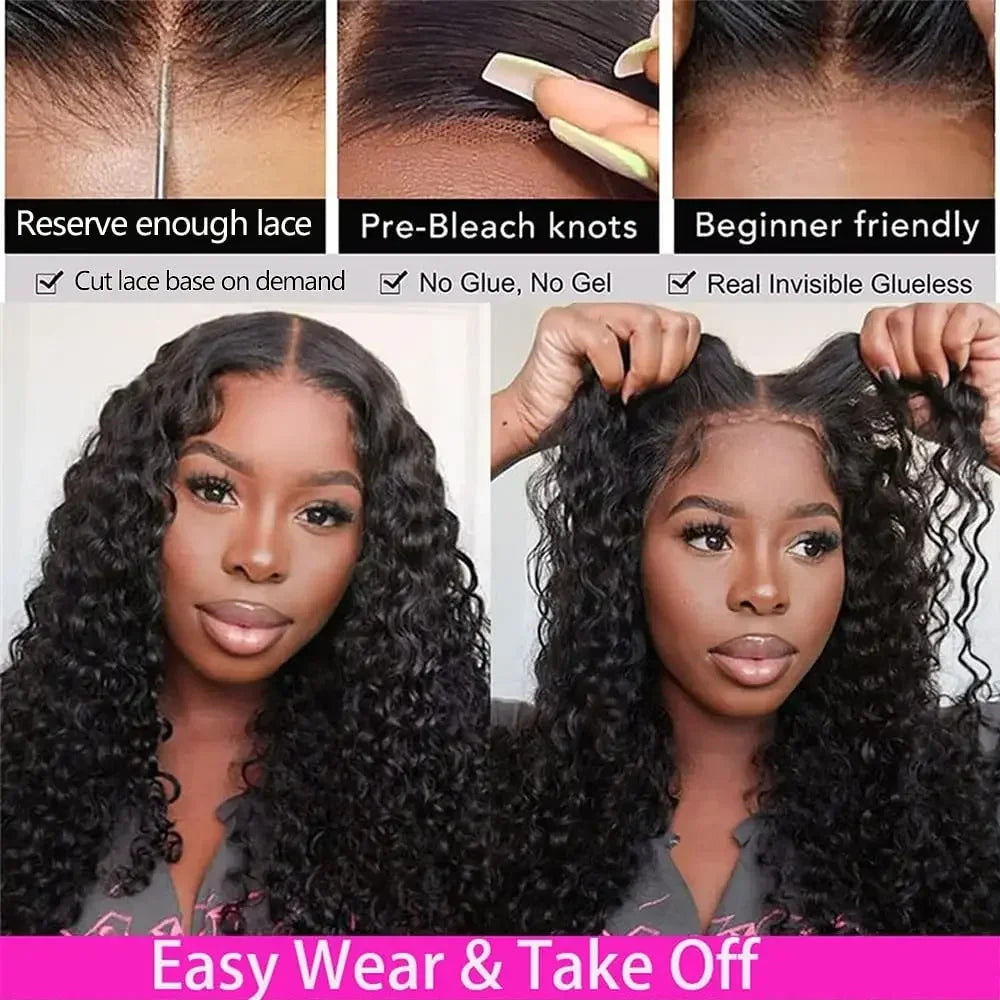 5x7 Glueless Wig Human Hair Ready to Wear and Go Glueless Wigs for Women Pre Cut 13x4 Deep Kinky Curly Lace Front Wig Brazilian