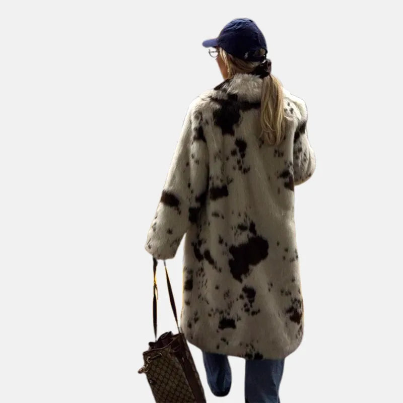 Autumn Winter New Fashion Women's Turn-down Collar Long Sleeve Color-coded Casual Trendy Daily Luxury Faux Fur Coats Female Tops