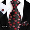 Flower Dot Ties For Men Luxury 8cm Wide Floral Wed Necktie Pocket Square Cufflinks Set Fashion For Men Party Wedding Gift