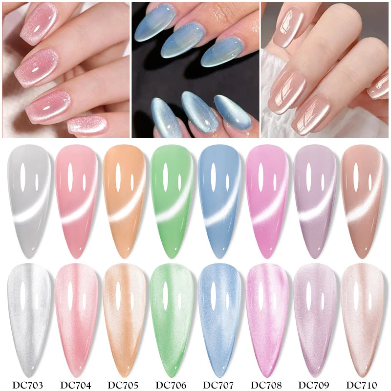 Moonlight Cat Magnetic Gel Nail Polish Candy Color Semi Permanent UV Gel Varnish for Summer Nails Soak Off Nail Art Manicure DIY