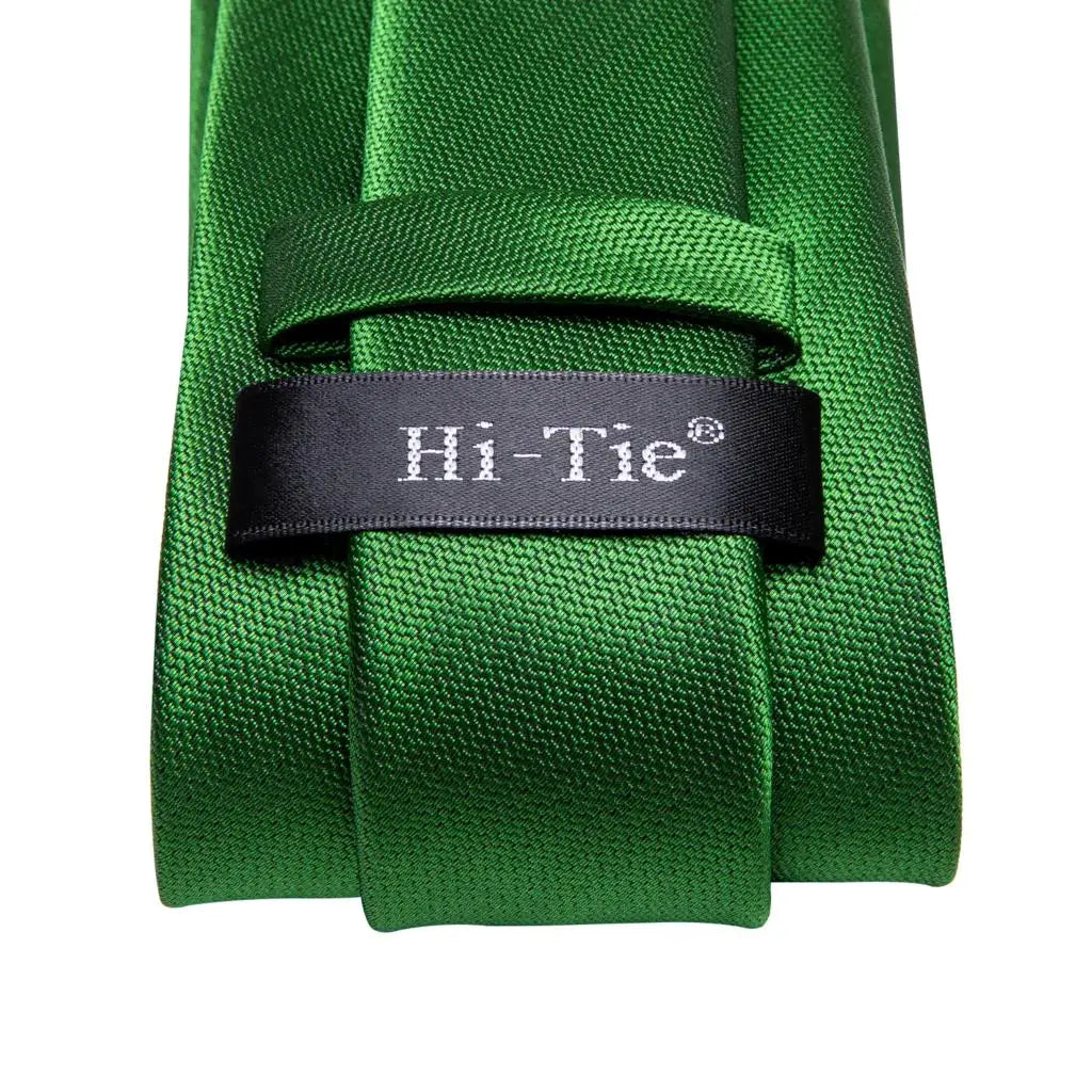 Hi-Tie Designer Green Solid Striped Paisley Wedding Tie For Men Necktie Hanky Cufflink Fashion Business Party Dropshipping