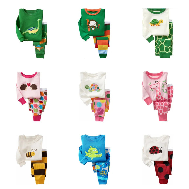 kids pajamas set baby pijama boys animal embroidery sleepwear girls cute 100% cotton soft nightwear children clothing homewear