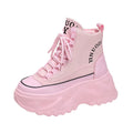 Fashion Chunky Platform Motorcycle Boots Women Autumn Winter Thick Bottom Ankle Botas Mujer White High Top Gothic Sneakers Shoes