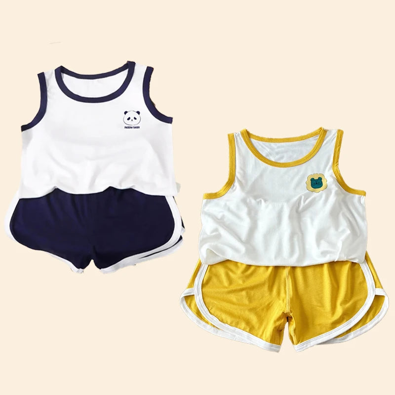 Toddler Baby Set, Children's Clothing Vest Set, Summer Children's Clothing, Baby Cotton T-Shirt, Shorts Vest, Sleeveless