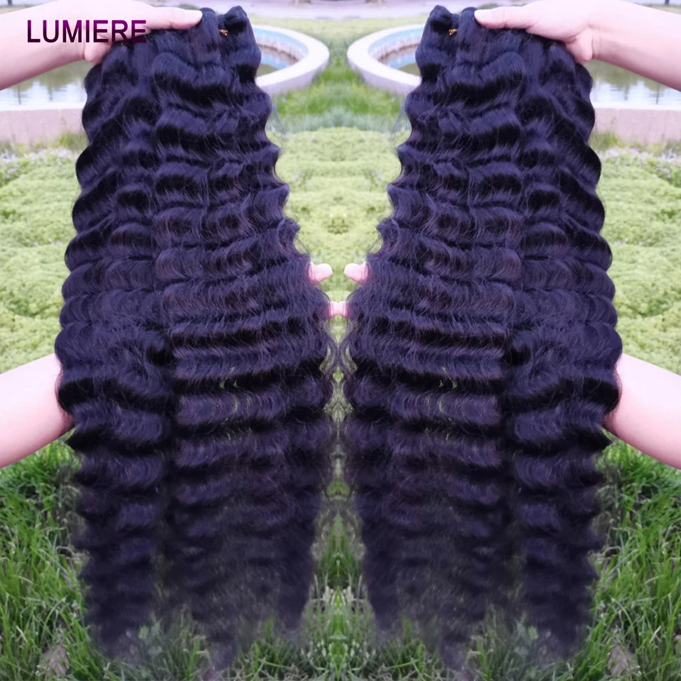 32 Inch Loose Deep Wave  Human Hair Bundles Brazilian Virgin Raw Curly Hair 1 3 4 Bundles Deep Wave Extensions Double Weft