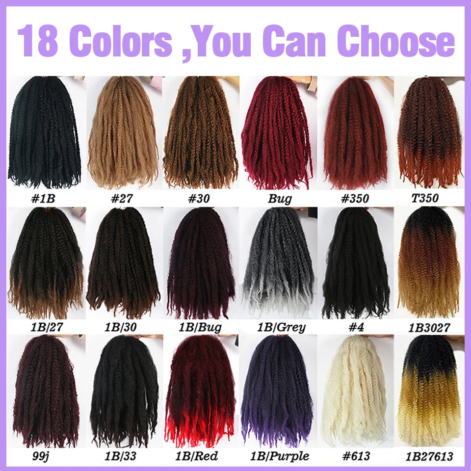 18” Marley Hair 1B 30 27 Afro Twist Marley Braiding Hair for Faux Locs Crochet Hair Synthetic Springy Afro Twist Hair Extensions