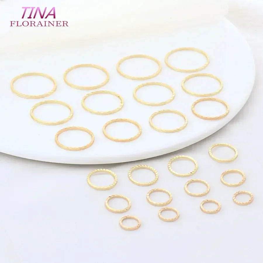 8MM 16MM 20MM 14K Gold Plated Brass Closed Rings Round Circle Charms Pendants High Quality Jewelry Findings Accessories