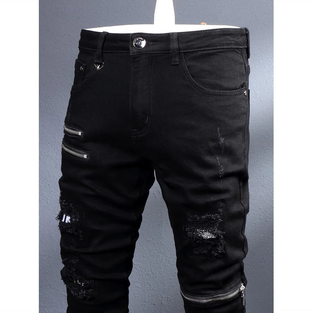 2024 Spring and Autumn New Fashion Black Stretch Straight Leg Jeans Men's Casual Comfort Breathable High-Quality Denim Pants