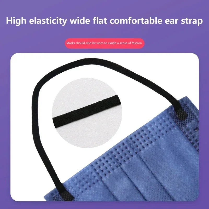 50Pcs 3/4 Layer Mask Face Masks Melt Blown Cloth Disposable Safety Anti-Dust Protective Masks Adults Non-wove Earloop Masque
