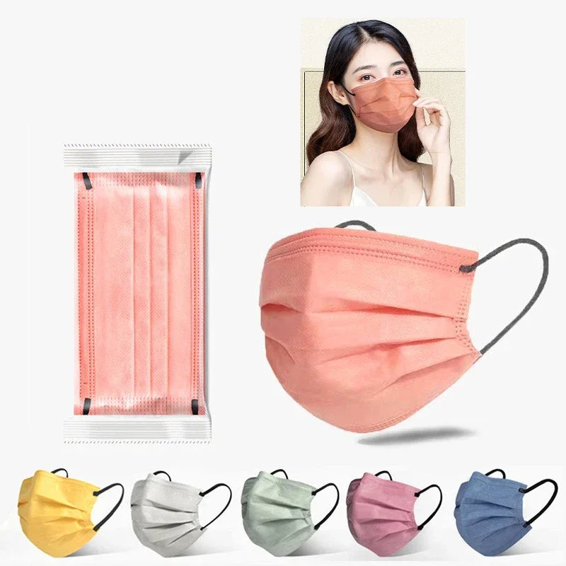 50Pcs 3/4 Layer Mask Face Masks Melt Blown Cloth Disposable Safety Anti-Dust Protective Masks Adults Non-wove Earloop Masque