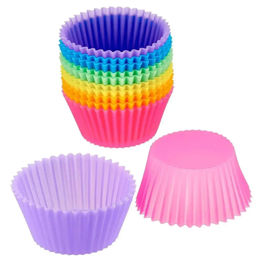 12pcs/Set Silicone Cake Mold Round Shaped Muffin Cupcake Baking Molds Kitchen Cooking Bakeware Maker DIY Cake Decorating Tools