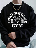 Powerhouse Gym Letter Printing Men Sweatshirts Winter Fleece Warm Hoodie Korean Loose Crewneck Pullovers Hip Hop Male Clothes