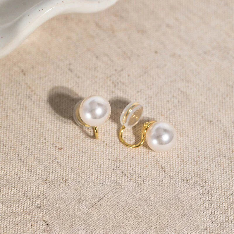 Pearl Non-Pierced Clip-On Earrings Pads for Women 2026 Popular High-End Stud Earrings Non-Painful Alloy