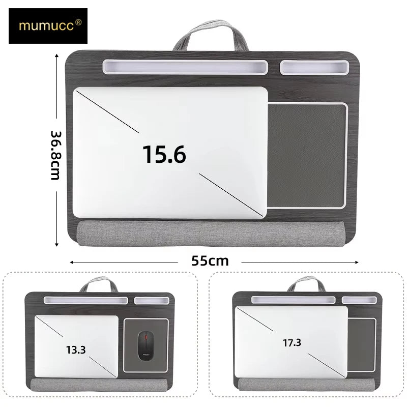 Multi Purpose Laptop Desk Leg Table Design of Double Groove Anti Slip Bar Embedded Mouse Pad Use with Sofa Bedroom Portable