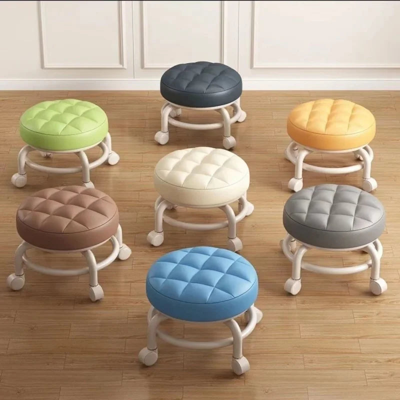 Universal Caster Round Low Rolling Stool Movable Seat for Kids Walking Training Household Shoe Change Bench