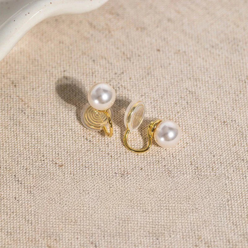 Pearl Non-Pierced Clip-On Earrings Pads for Women 2026 Popular High-End Stud Earrings Non-Painful Alloy