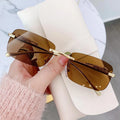 Cycling New Colorful Lens Rimless Sunglasses Women Men Small Square Sun Glasses Metal Frame Female Eyewear UV400