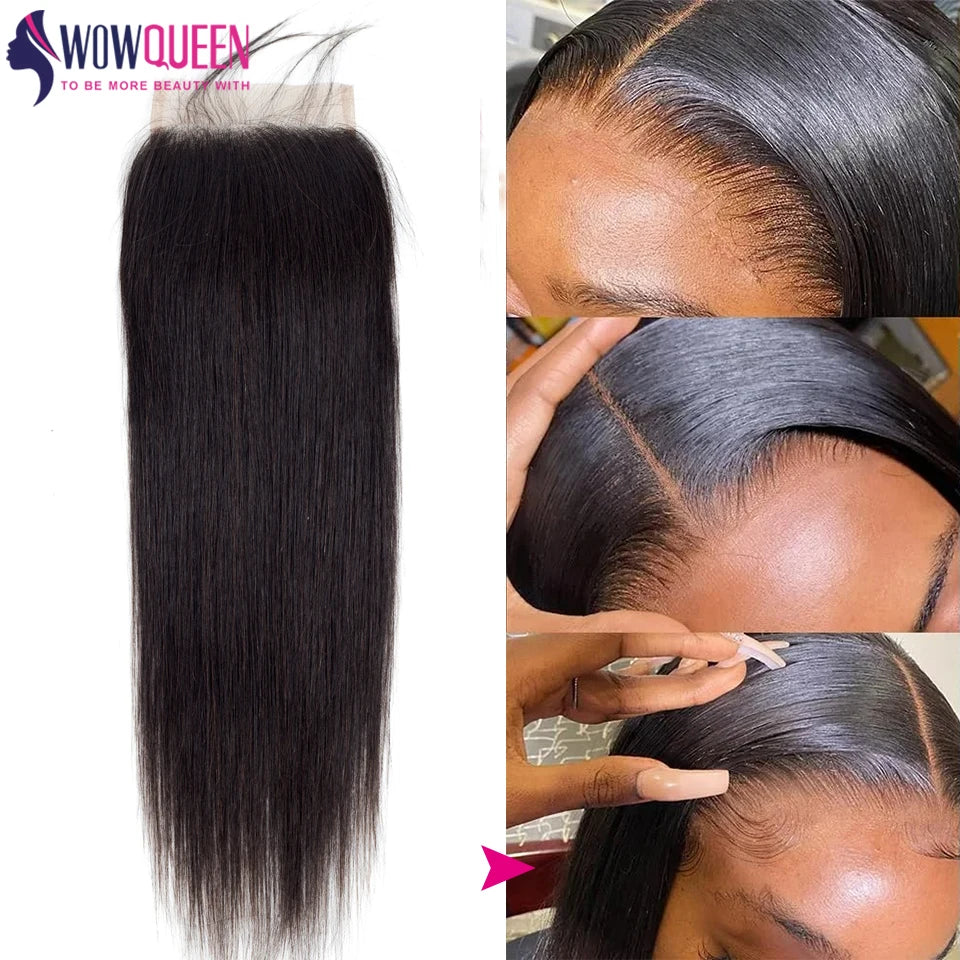 22 24 26 Inch Human Hair Bundles with Closure Straight Bundles Human Hair With 4x4 Closure 100% Unprocessed Raw Hair Bundles