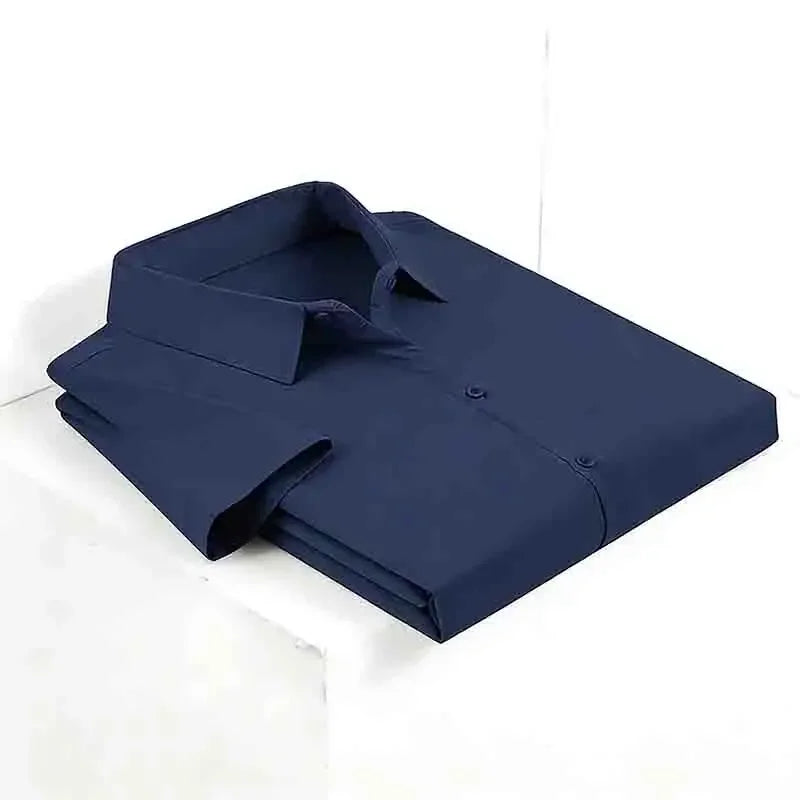 Men's Solid Black Short Sleeve Dress Shirt Classic Regular Fit Business Shirt