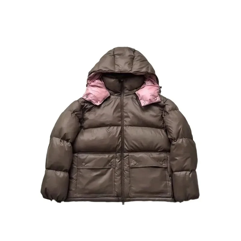 Lightweight Puffer Women's Warm Down Jacket Hooded Jackets Oversized Casual Chic Cotton Coat 2025 Winter New Female Outerwear
