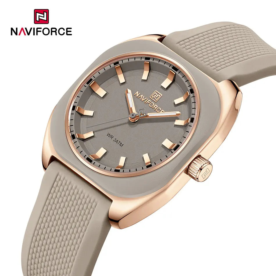 NAVIFORCE Fashion Women's Casual Elegant Simple Polygon Quartz Silicone Watch Gift for Women Wristwatch Casual Relogio Feminino