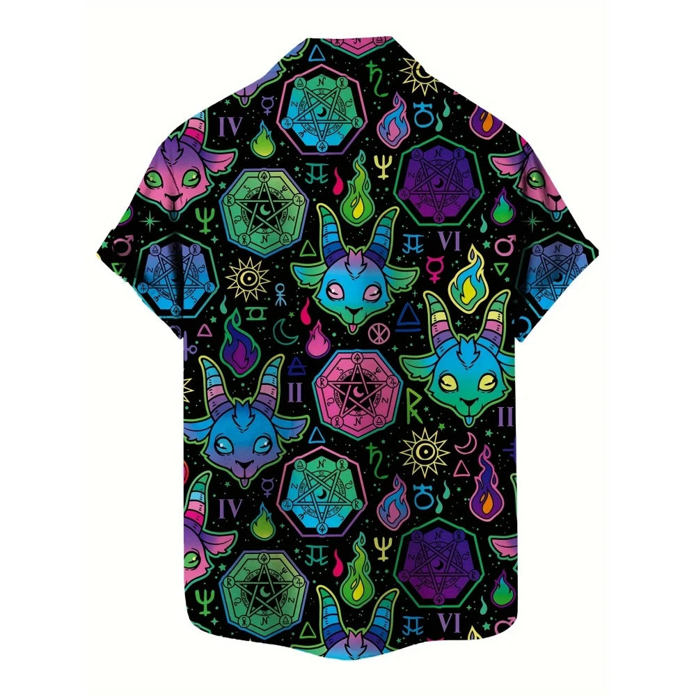 Skull 3D Printed Men's Hawaiian Shirt Street Gothic Style Trendy Vintage Lapel Tops Summer Y2K Casual Short Sleeve Beach Shirt