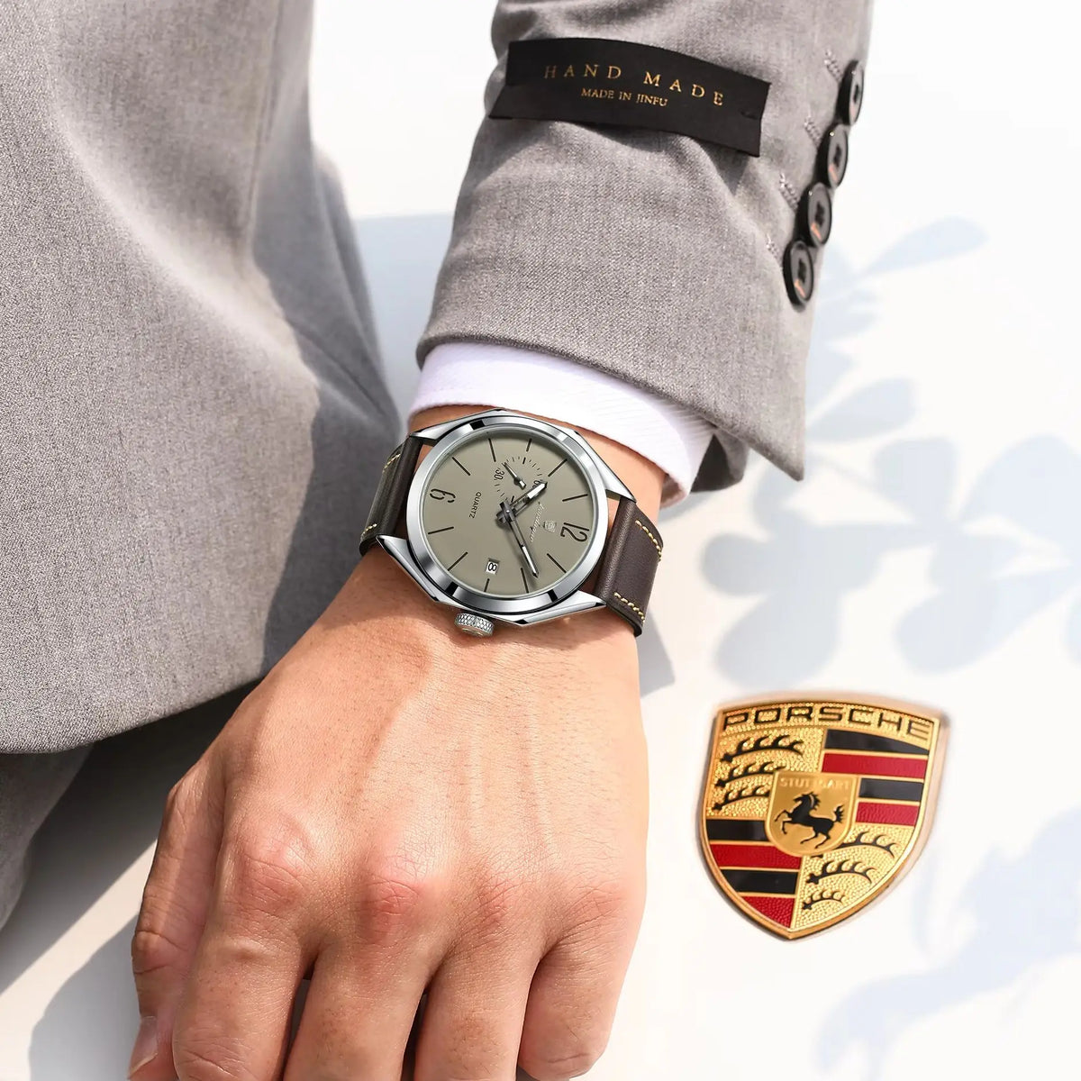 POEDAGAR Original Fashion Male Wristwatch Leather Quartz Business Men Watch Waterproof Luminous Date Elegant Men's Watches Reloj