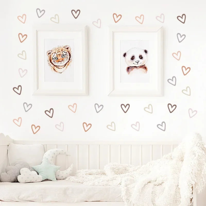 24pcs Heart Wall Sticker for Kids Room Baby Boy Baby Girl Room Decoration Wall Decals Living Room Bedroom Wall Decor Stickers