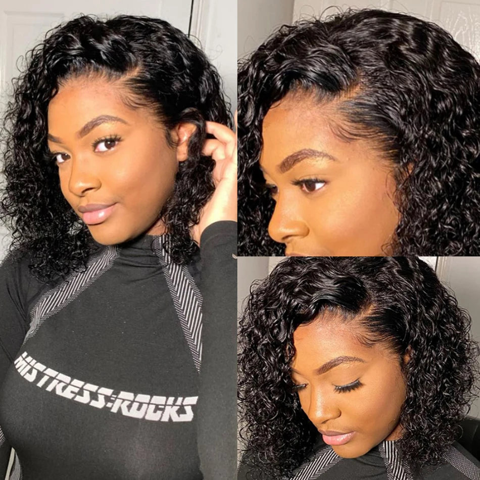 15A Brazilian Water Wave Hair Bundles Short Curly Human Hair Weaving Bundles Deal 100% Brazilian Virgin Human Hair Extensions