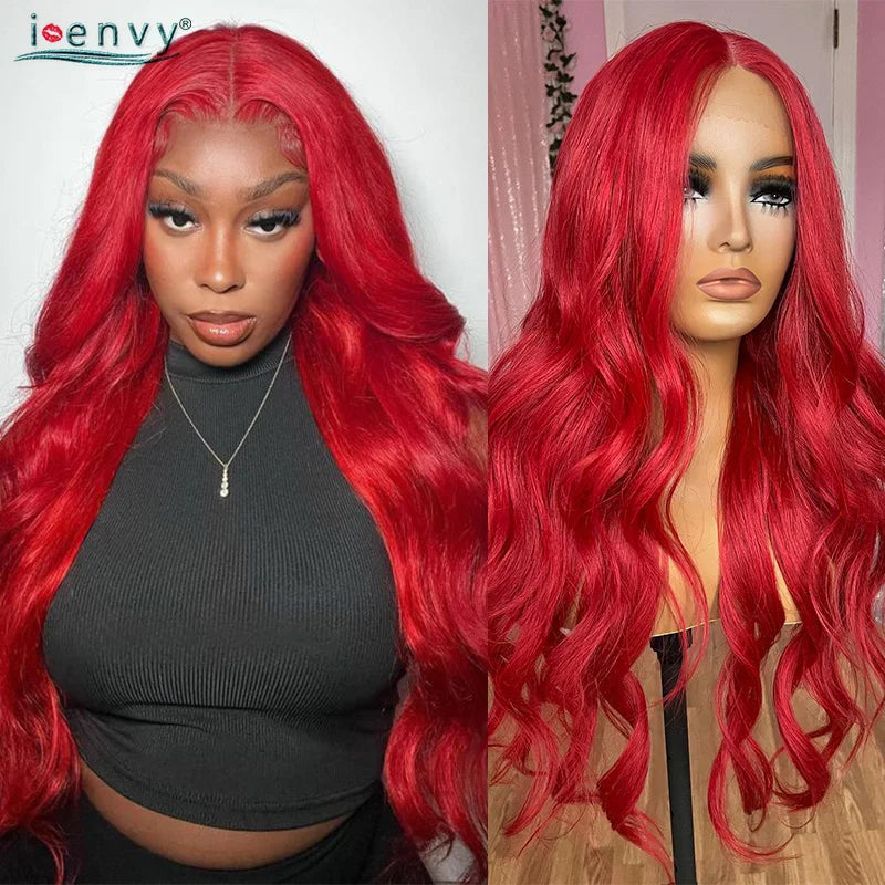 34 Inches Hd Lace Wig Body Wave 13X6 Red Lace Front Human Hair Wigs 13X4 Burgundy 99J Lace Front Wigs Pre Plucked Black Women