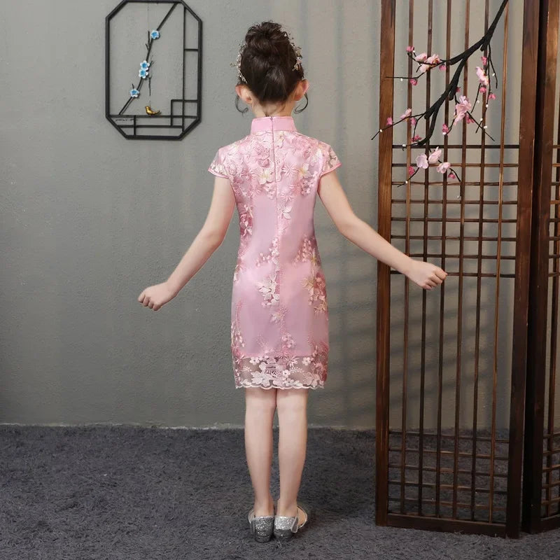 Tang Costume Girl Dress Qipao Children Outfit Stage Party Cheongsams Baby Hanfu Kids Clothing Vestidos Summer Girls Dresses