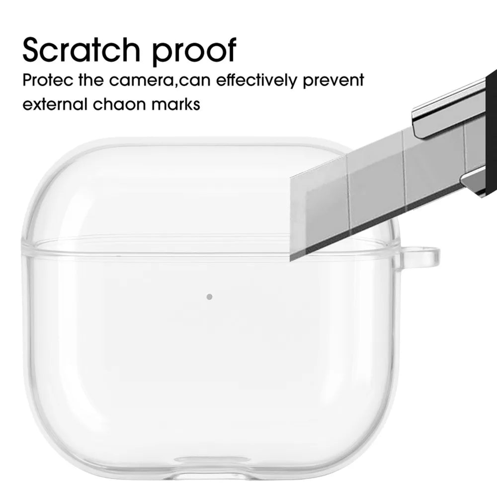 Transparent Frosted Earphone Case for Air Pods 4 New Soft TPU Protective Cover with Hook Strap Accessories Protective Cases