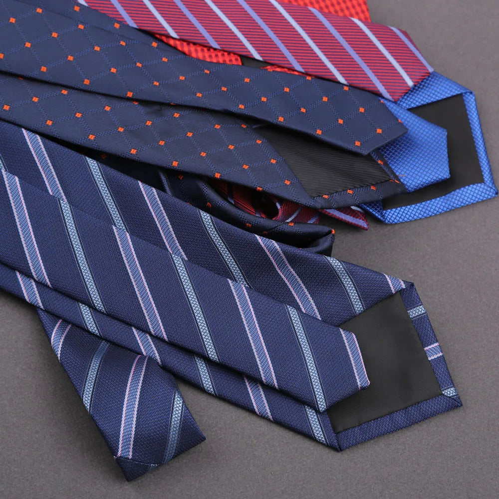Classic New 8cm ties Men's Solid Stripes Plaid Necktie Navy Red White Satin Ties For Man Business Wedding Party Tie Gift
