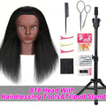Mannequin Head With Human Hair 100% Real Hair Cosmetology Doll Head With Free Tripod Stand 18'Training Doll Head For Hairdresser