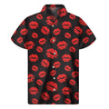 3d Printed Red Lips Pattern Hawaii Shirt For Men Women Summer Short Sleeves Button Beach Shirts Blouse Men's Lapel Aloha Shirt