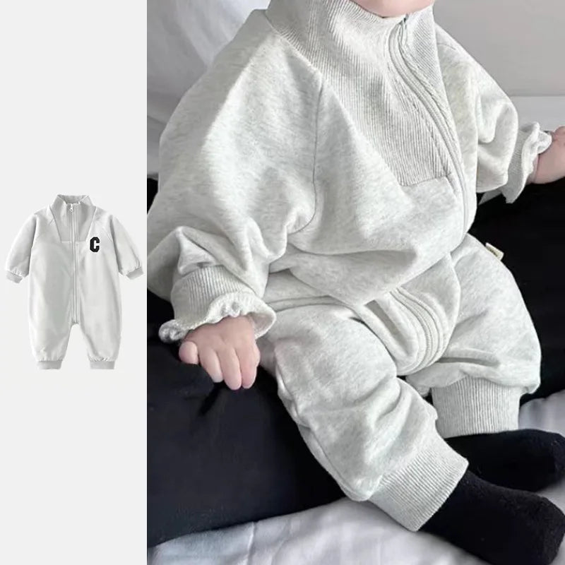 0-24M Autumn Winter Toddler Letter Clothing Boy Baby Cardigan Long Sleeve Romper Girl Infant Cotton Loose Jumpsuit Kid One-piece