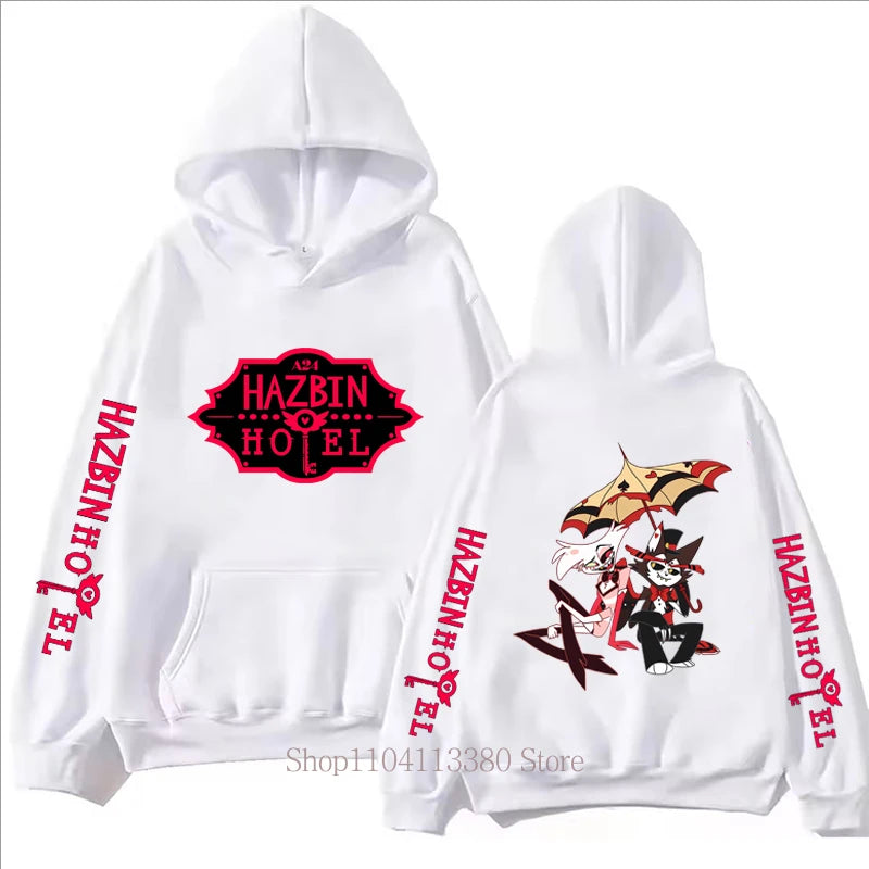 Hazbin Hotel Graphic Print Men Clothing Hoodies Fall Winter Casual Fashion Women Streetwear Y2K Long Sleeve Tops Fleece Pullover