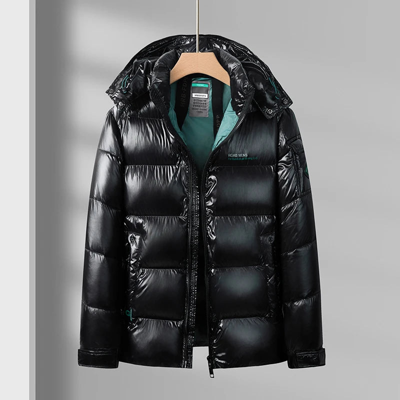 Winter Men Down Jacket Fashion Glossy Waterproof Short Down Jacket High Quality Male Lightweight Snowski White Duck Down Parka