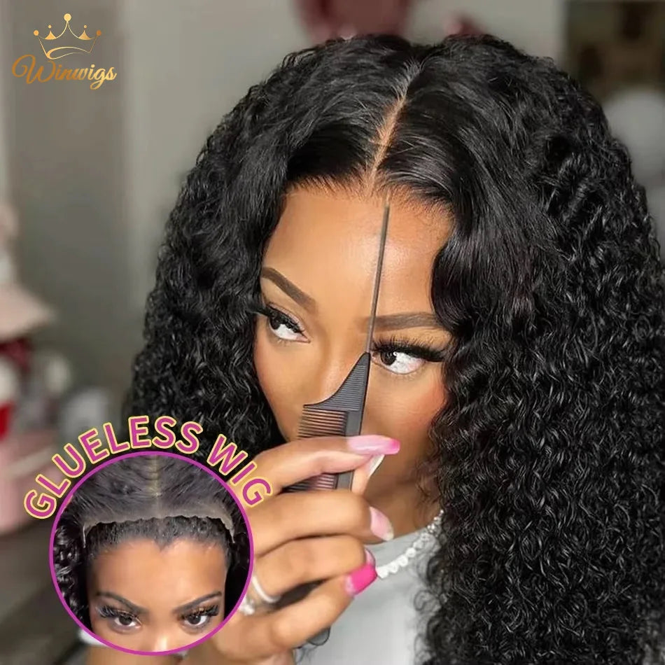 5x7 Glueless Wig Human Hair Ready to Wear and Go Glueless Wigs for Women Pre Cut 13x4 Deep Kinky Curly Lace Front Wig Brazilian