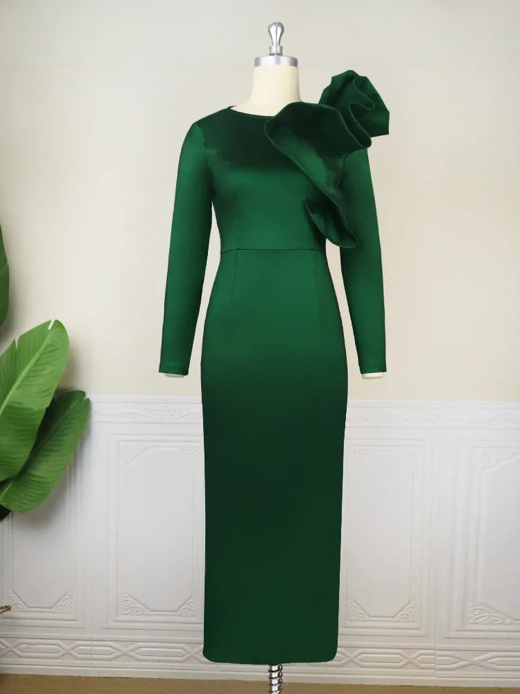Prom Dresses Elegant Beautiful Womens Dresses Plus Size Elegant Party Dress Lotus Leaf One-Step Luxury Long Evening Dress HXY03