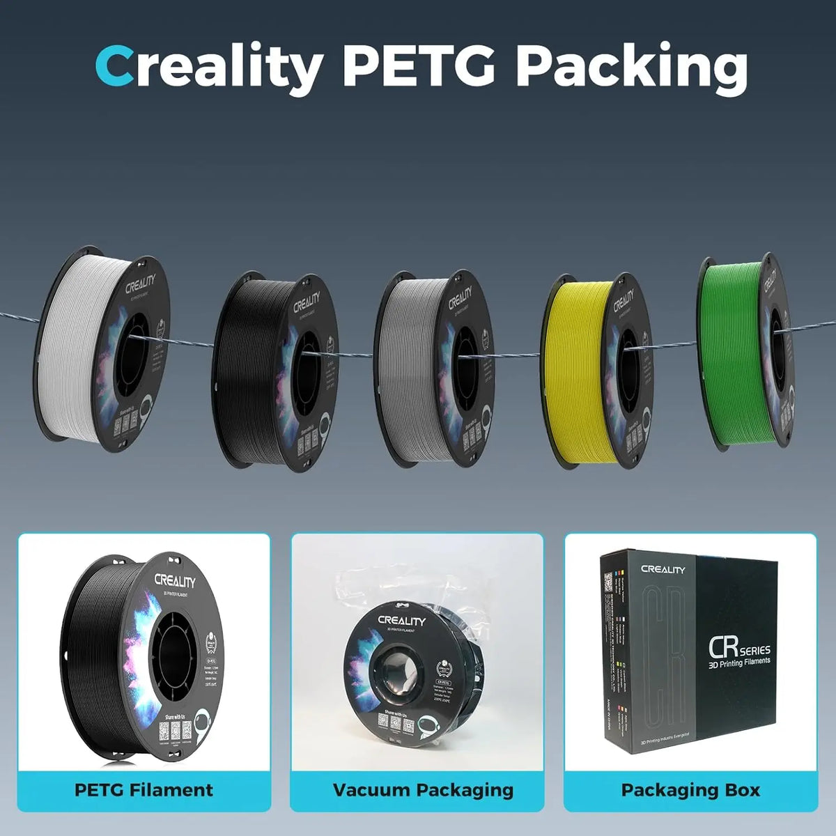 Creality CR-PETG Filament 1.75 mm Excellent Toughness Odourless Non-Toxic Moisture Resistant 1KG Filament for 3D Printer