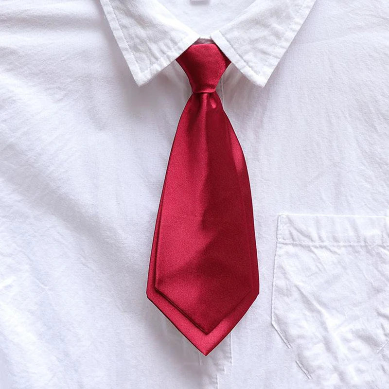 Women Small Necktie Solid Double-layer Student Ties College Uniform Simple Business Neckwear Short Lazy Ties Suit Shirt Gravatas