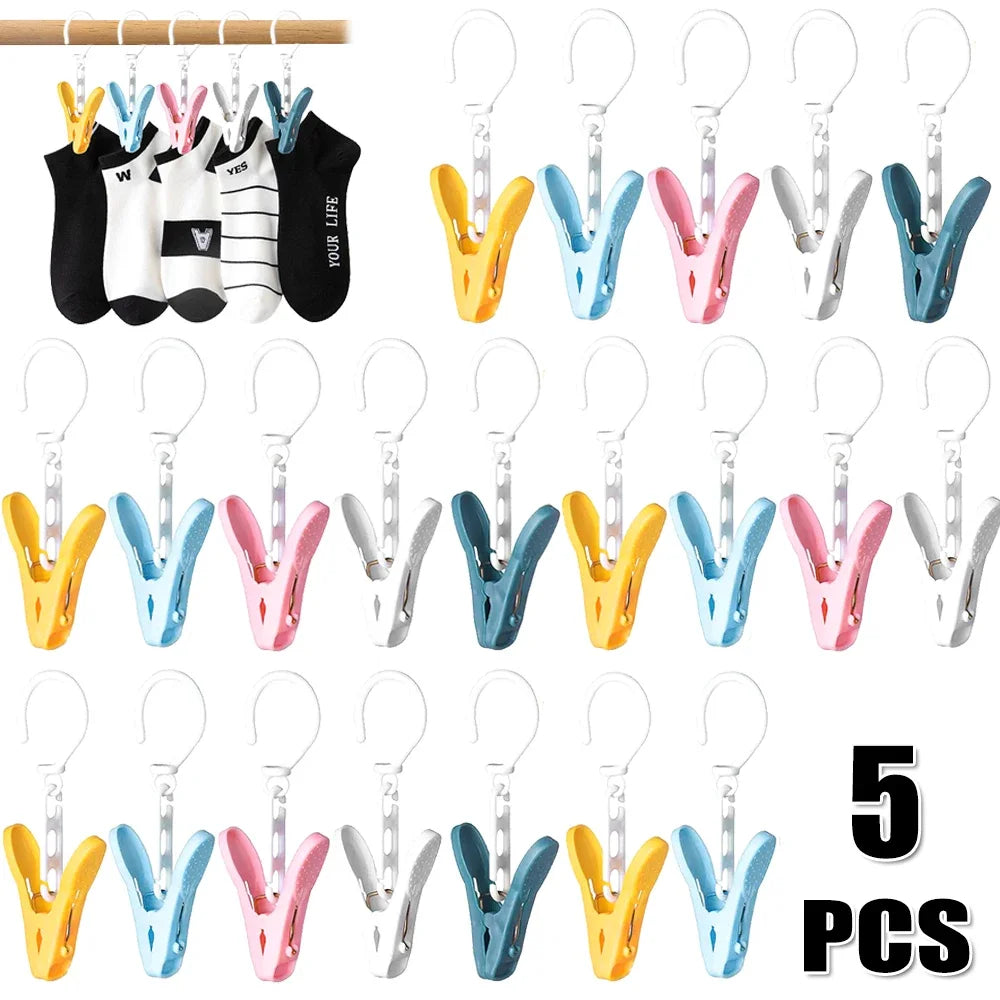 Clothes Socks Hang Clip Hat Hanger Rotatable Solid Towels Pegs Sundries Hook Home Garden Laundry Storage Clip Closet Organizer