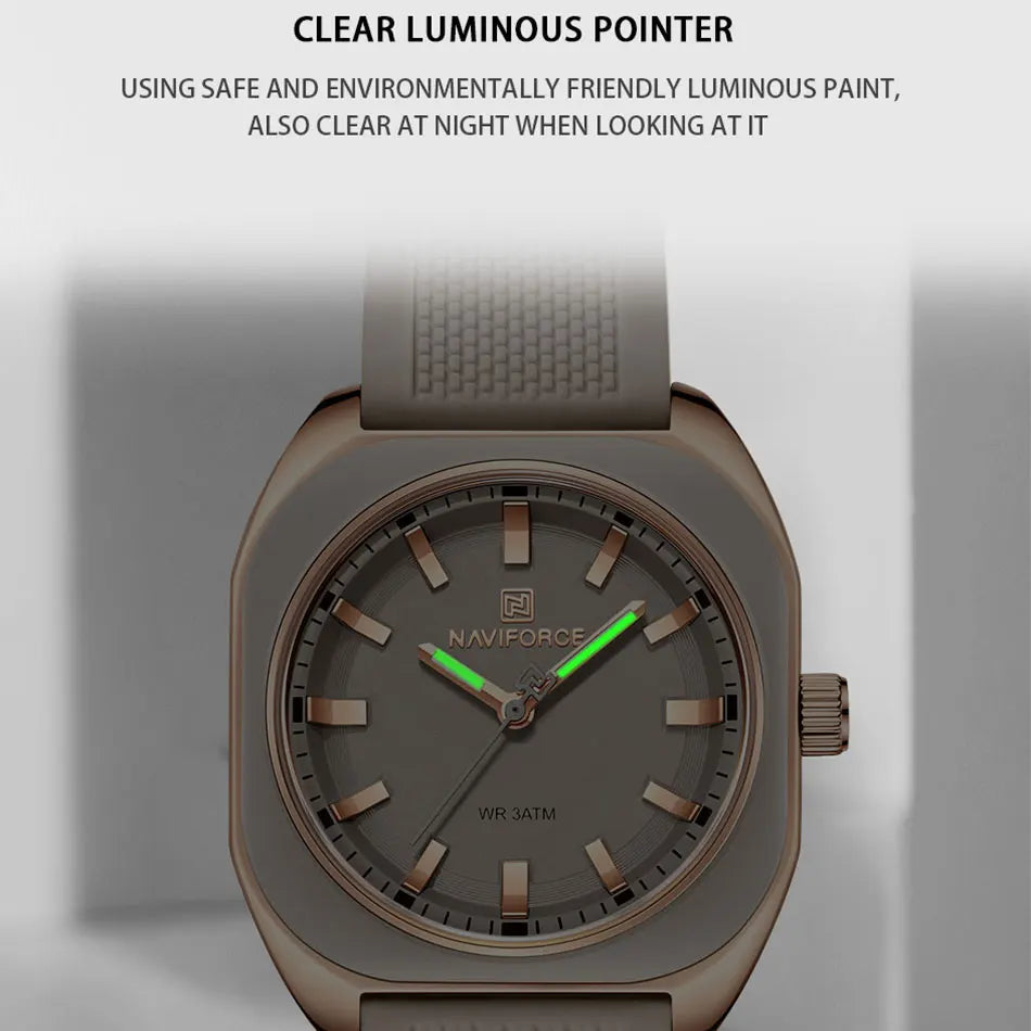 NAVIFORCE Fashion Women's Casual Elegant Simple Polygon Quartz Silicone Watch Gift for Women Wristwatch Casual Relogio Feminino
