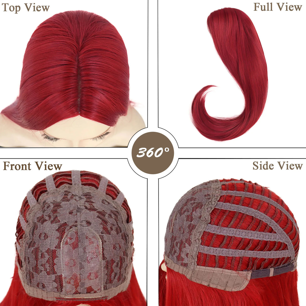 Synthetic Long Red Wig Straight Queen of Hearts Adult Halloween Costume Wigs for Women Sally Cosplay Nightmare Before Christmas
