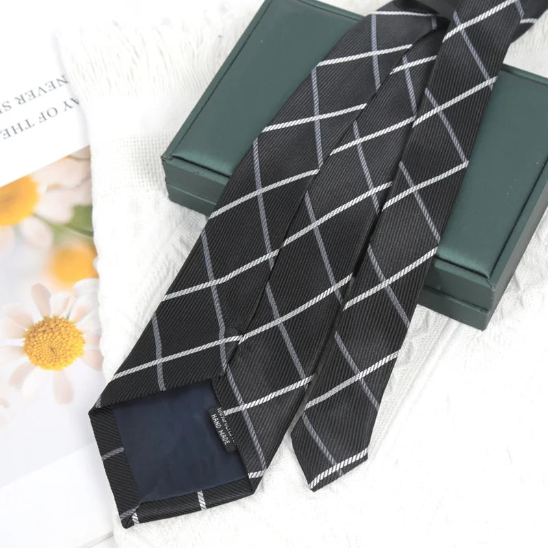 Men Ties Classic Business Necktie Black Stripes Plaid Solid Tie for Man Gifts Neck Tie for Wedding Party Accessories