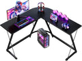 Coleshome L Shaped Gaming Desk, 120×120 cm Corner Computer Desk for Gaming, Home, Office, Carbon Fibre Black