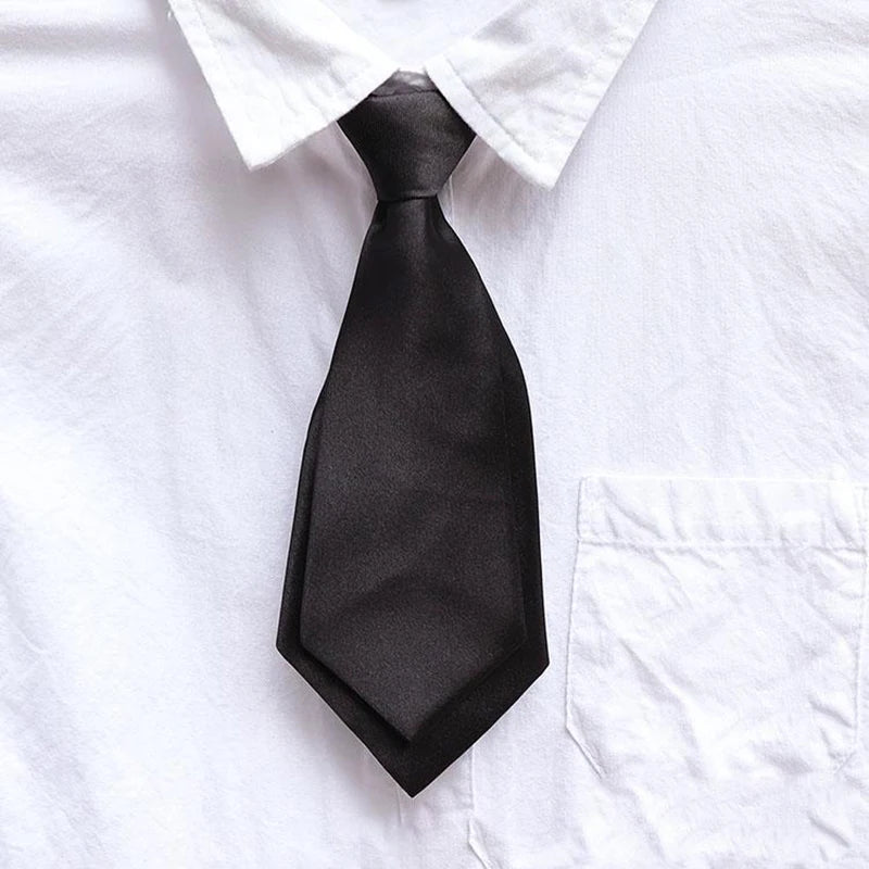 Women Small Necktie Solid Double-layer Student Ties College Uniform Simple Business Neckwear Short Lazy Ties Suit Shirt Gravatas