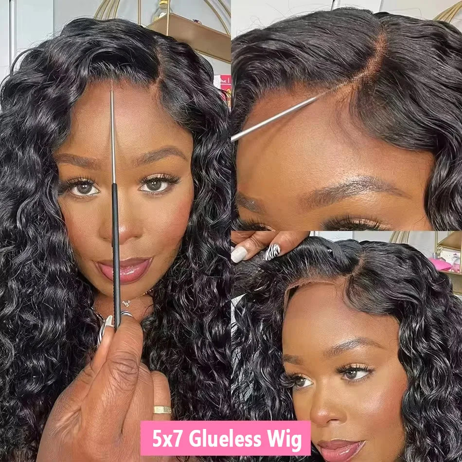 5x7 Glueless Wig Human Hair Ready to Wear and Go Glueless Wigs for Women Pre Cut 13x4 Deep Kinky Curly Lace Front Wig Brazilian
